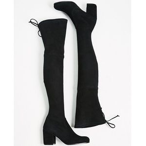 Stuart Weitzman Tieland Boots Black Suede 8.5